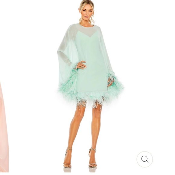 Mac Duggal Dresses & Skirts - Mac Duggal MINT TRAPEZE DRESS WITH FEATHER TRIM - never been worn! Brand new!